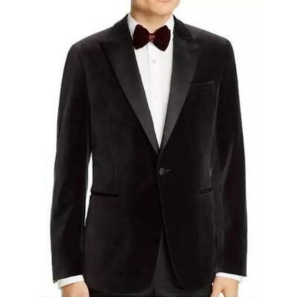 Theory Chambers Plush Velvet Slim Fit Dark Grey Tux Jacket Size 40 R 40R